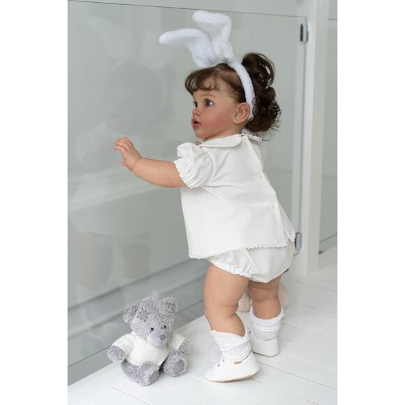 🆕 26inch Cloth body vinyl limbs Newborn Toddler Doll Curly Hair Newborn Baby - Picture 5 of 6